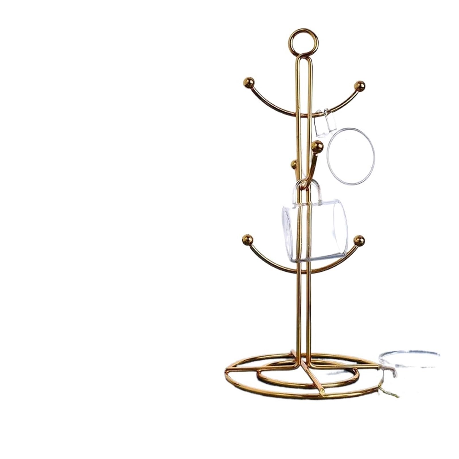 Yonmledo One Color Mug Stand Countertop Mug Tree, 6 Hook Coffee Cup Dryer Kitchen Coffee Mug Tree Countertop Tea Cups Holder Stand,Gold