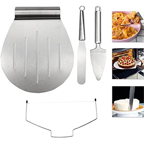 Gifort 4 Pieces Cake Serving Set,Cake Shovel Transfer Tray, Icing Spatula, Cake Leveller/Cake Slicer,Pizza Server,Perfect Cake Pizzas, Pies, Tarts Decorating Baking Tool Set Cover
