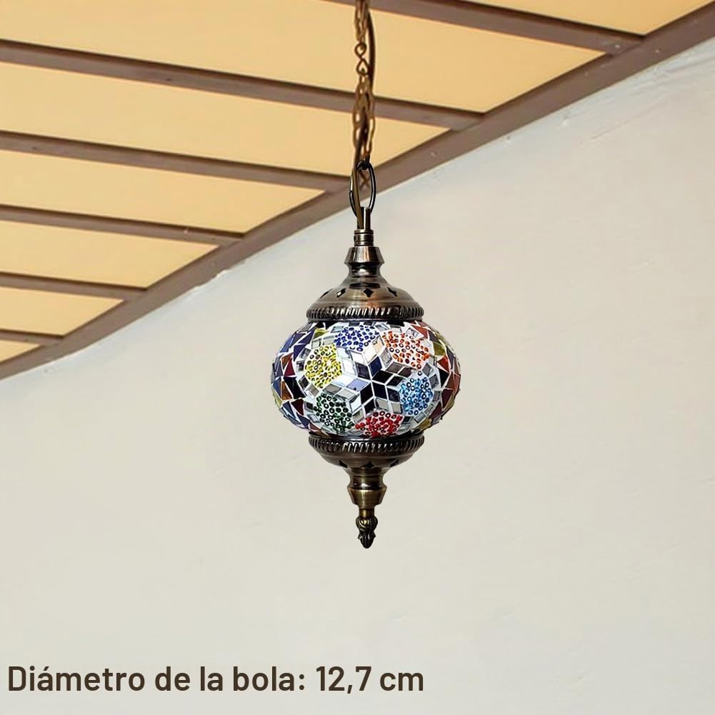 E27 Bar Restaurante Mediterráneo Lámpara Colgante Estilo Exótico Turco Clásico Casa de Familia Lámpara de Techo Colgante de Mosaico Turco Marroquí para Bar Home Hotel