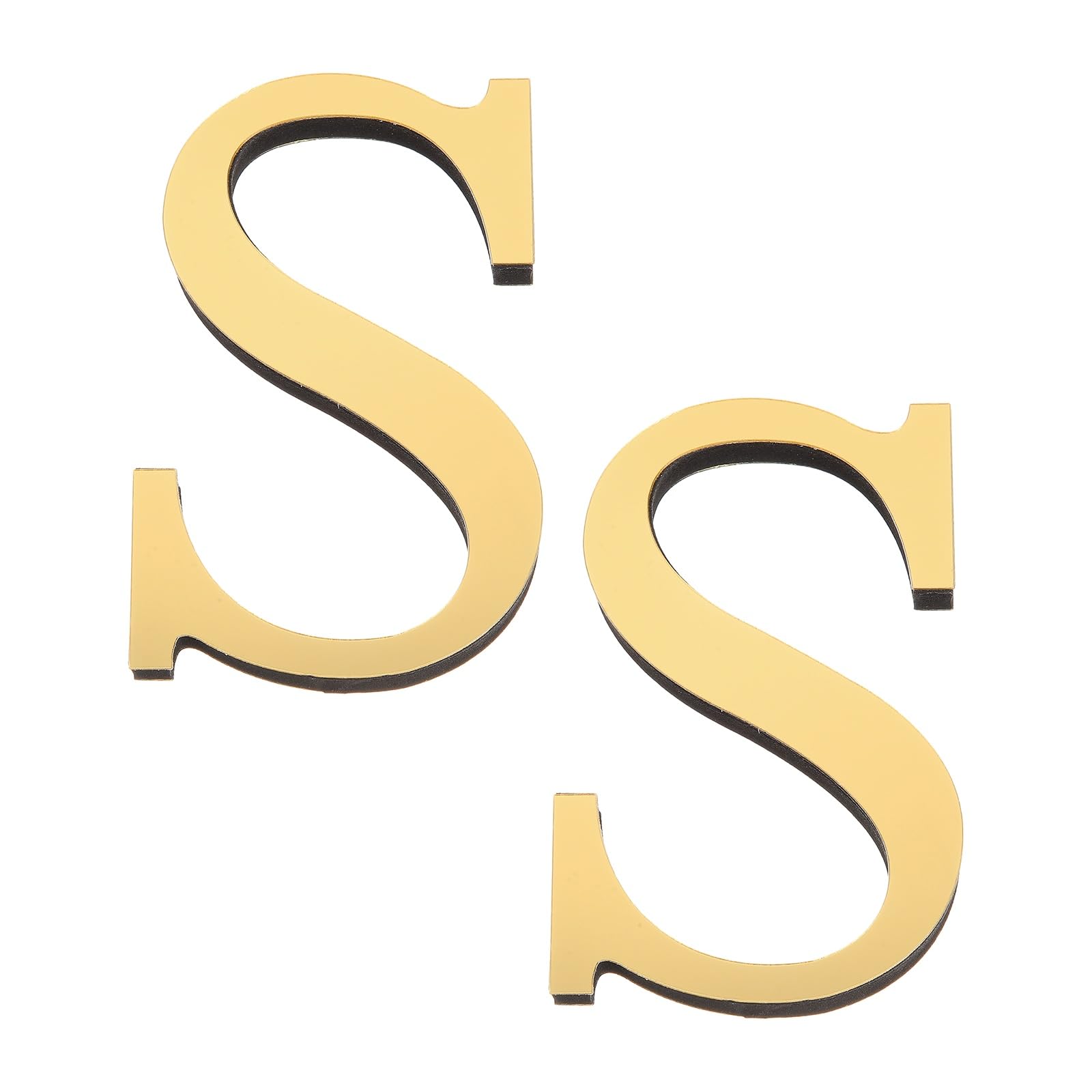 PATIKIL 2 Pcs 4 Inch 3D Acrylic Alphabet Mirror Wall Stickers Letter S Self-Adhesive Home Decor Letter Sign Art Sticker Decal for DIY Home Decoration Light Gold