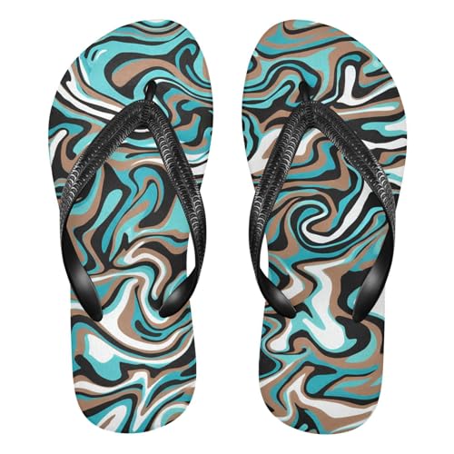 Wavy Brown Blue Flip Flop Beach Summer Casual Sandal for Women & Men Shower Shoes 20861894