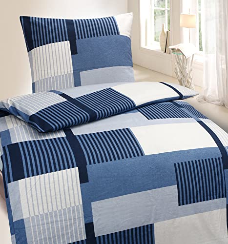 Hochwertige Biber Bettwäsche Baumwolle Grafisch 155x220 80x80 Set 2tlg,...