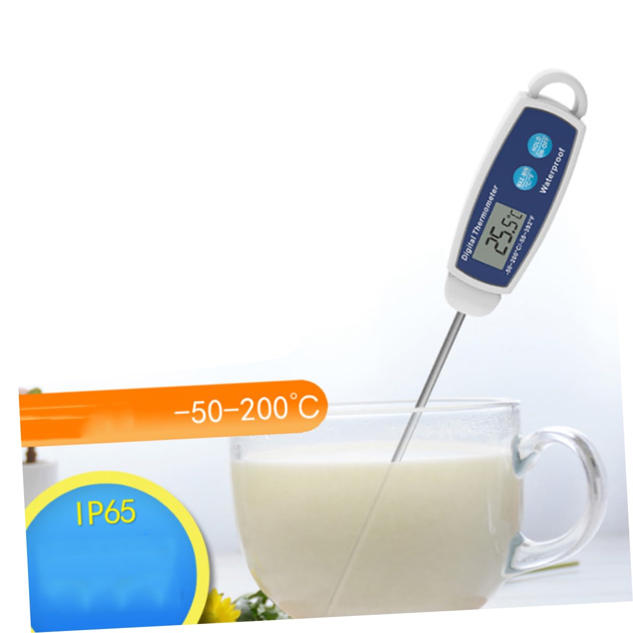 Termómetro para Alimentos Digital Multifuncional Termómetro de Cocina para Hornear Barbacoa con Tapa Uso Diario el Hogar
