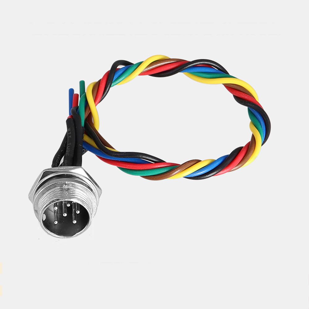 Aviation Plug GX16 Connector 2/3/4/5/6/7/8/9/10/12 Pin Socket with Wire 20CM (6 Pin Male-Open)