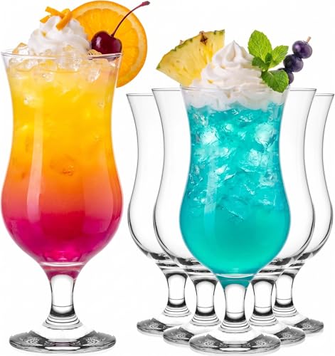 PLATINUX Cocktailgläser 400ml (max. 470ml) aus Glas Set 6-Teilig Longdrinkgläser Partygläser Hurricanegläser Groß klar
