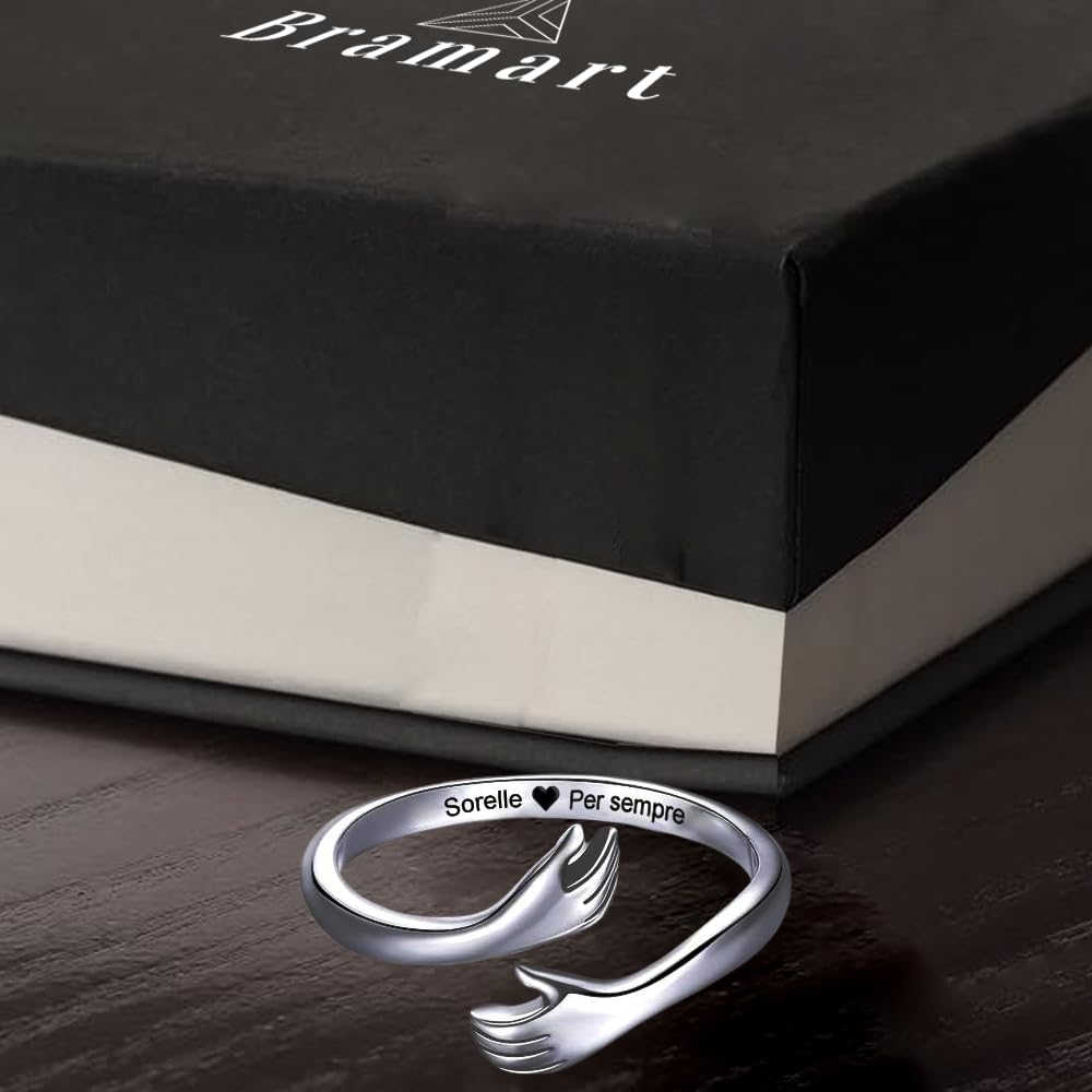 Anello Donna A mia Sorella per Sorelle Donne Ragazze Figlie in Argento Sterling 925 Idea Regalo Natale Compleanno Regolabile Anelli - Cofanetto incluso