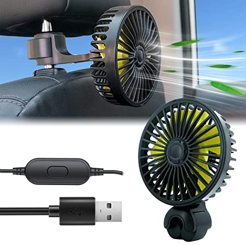 Image of Car Fan,USB Powered Automobile Cooling Fan for Car Backseat 3 Speed Strong Wind 5V Rear Seat Air Circulation Fan Back Seat SUV, RV, Baby Stroller,Vehicles (Style 1)