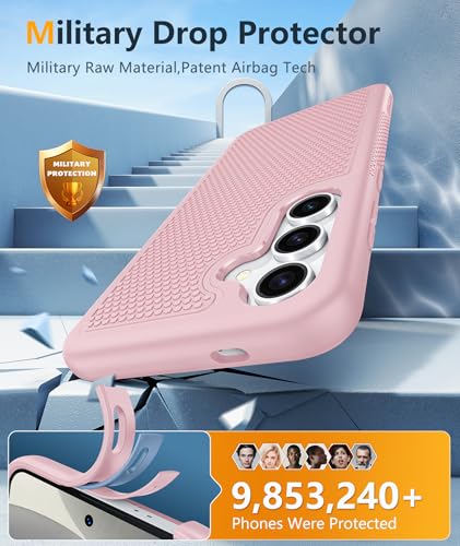 Image of FNTCASE for Samsung Galaxy S25 Case: Dual Layer Heavy Duty Cell Phone Protective Cover Shockproof Rugged with Non-Slip Textured - Military Drop Protection Bumper Tough - 2025, 6.2 inch (Sakura Pink)