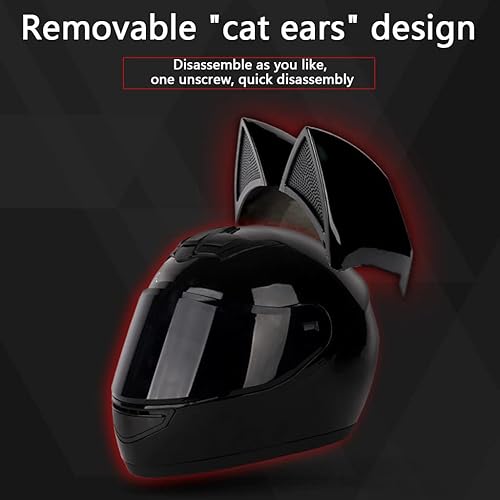 Miniatura 4 de Casco Bluetooth de motocicleta con orejas de gato, cascos de cara completa personalizados con visera, aprobado por DOTECE, casco de montaña para