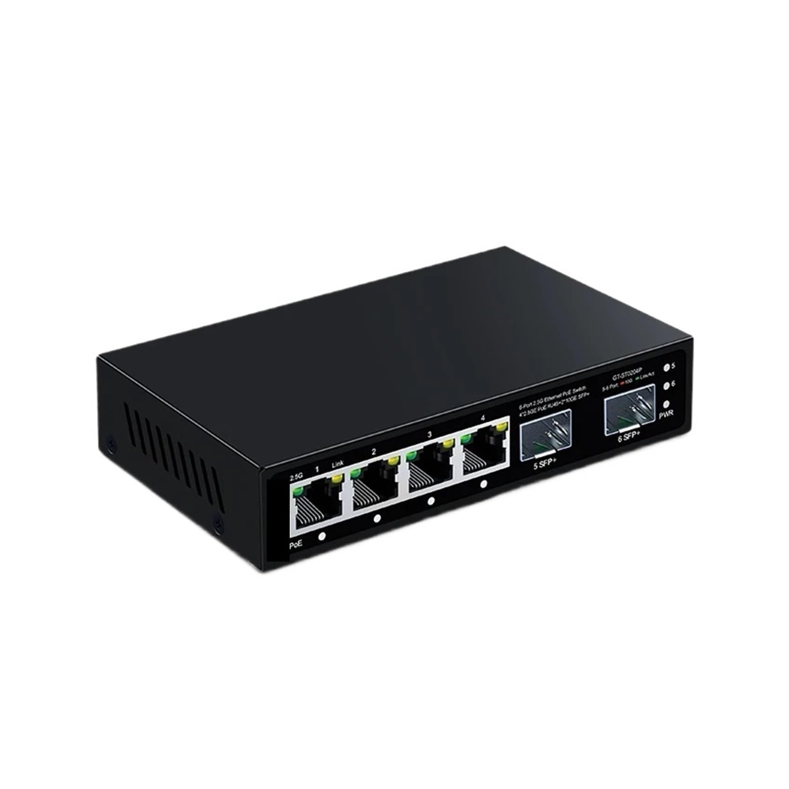 OSHZIKJII 6 Port 2.5G Switch Unmanaged,IEEE802.3af/at, 65W Fanless 2.5Gb P-o.e Switch