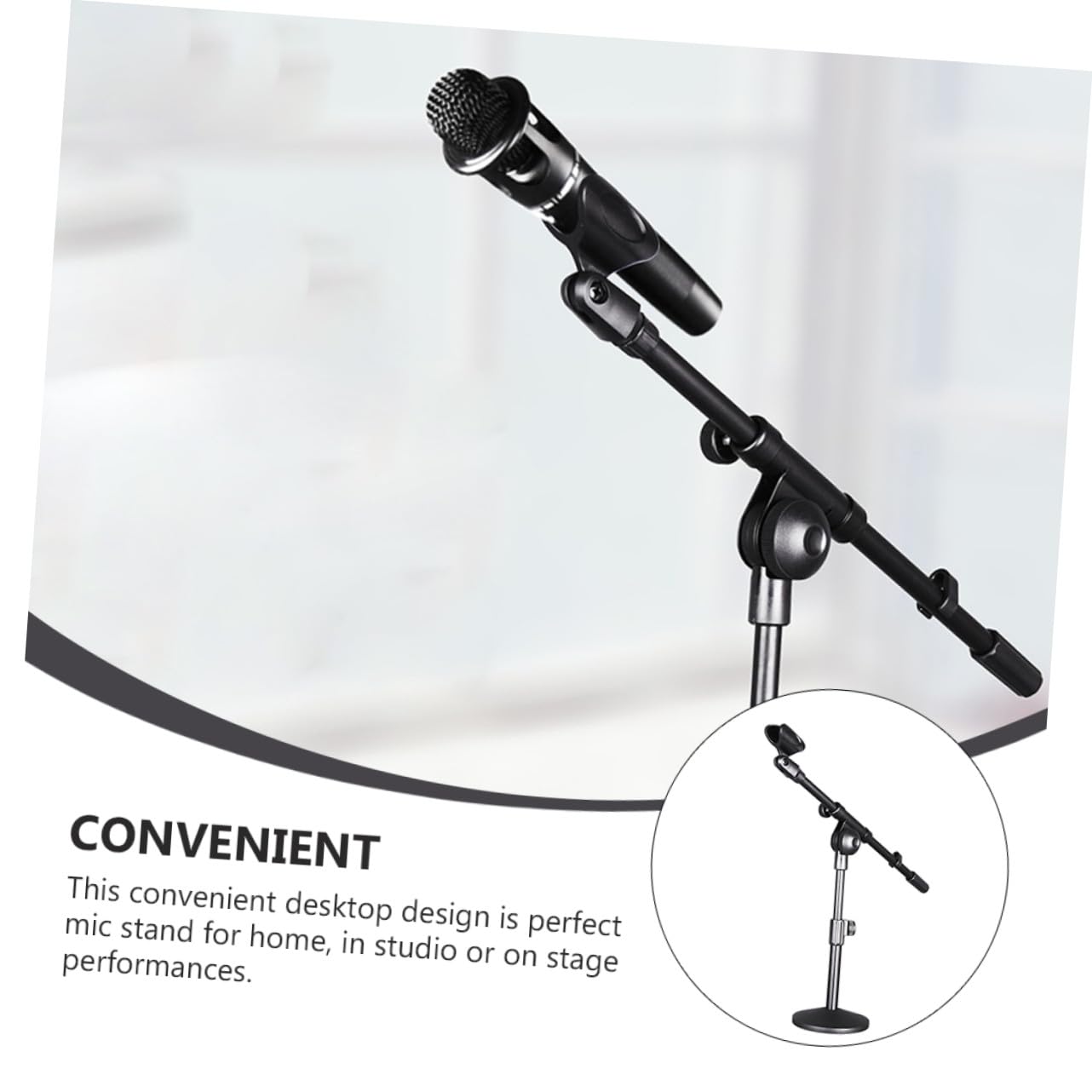 Supporto Microfono da Tavolo Regolabile per Conferenze con Base Silenziosa Stand Compatto e Stabile per Ufficio e Meeting