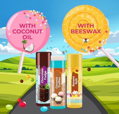 Beauty4Britain Kids Lip Balm Set Sweet Treats - 12 Different Dessert Flavours, Beeswax & Coconut Oil, Colourless, for Girls and Boys - Image 7