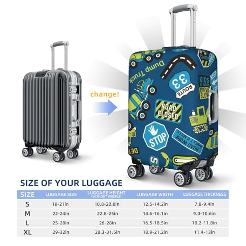 Dump Truck Print Luggage Cover Elasticated Suitcase Covers TSA Approved Stylish Scratch Washable Resistant Case Protector for Kids and Adults4