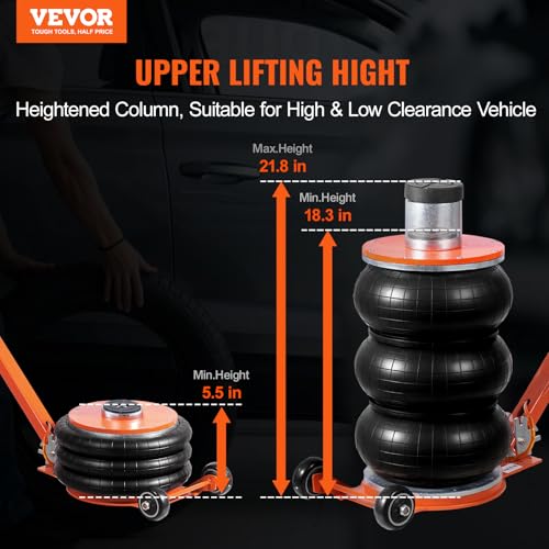 Image of VEVOR Air Jack, 5 Ton /11000 lbs, 4-10 S Pneumatic Lifting Jack with Heightened Column & Adjustable Handle, Easy-to-Lift & Space-Saving Jack with Thick Rubber Pad, Fits for Sedan, SUV, Pickup Truck
