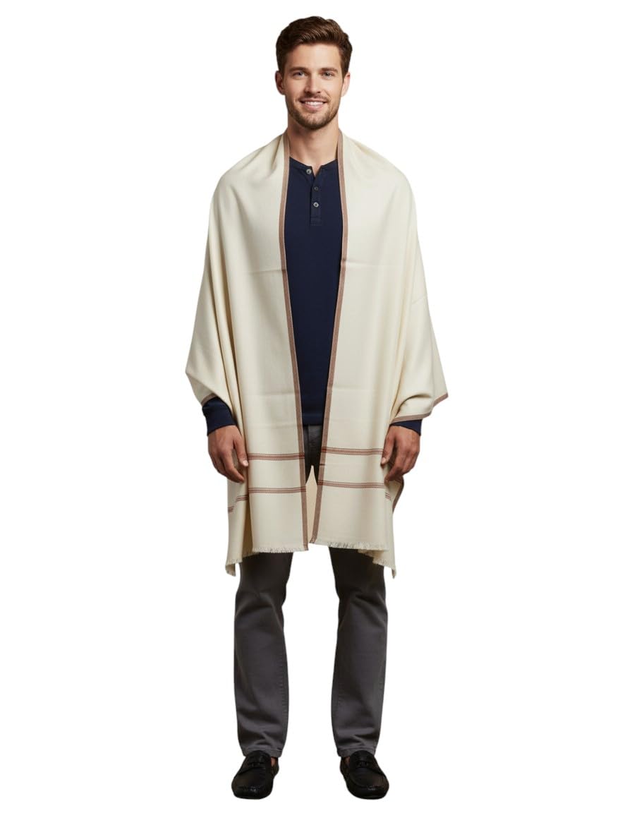 sprha White Wool Solid Men's Shawl KA-SWL-03-picture-10