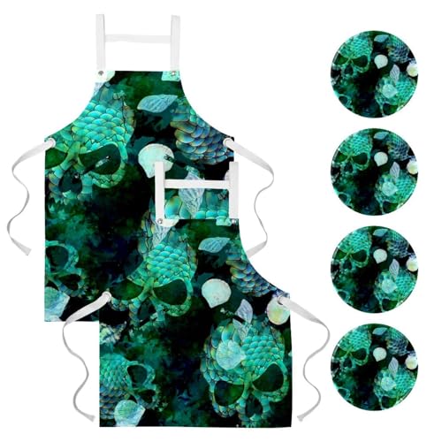 Lot de 2 tabliers de cuisine avec 4 broches pour restaurant et bar