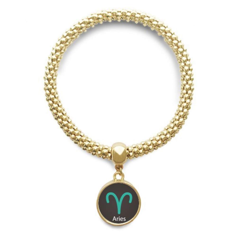 Pendentif rond Bélier constellation avec chaîne raffinée et motif d'or - 4