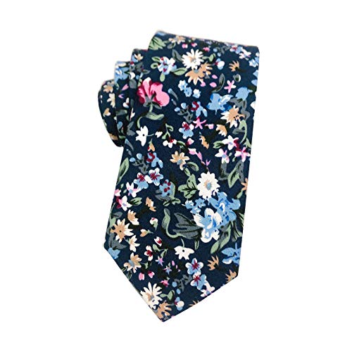 Image of Mantieqingway Men's Cotton Floral Neck Tie 2.56'' Printed Skinny Tie