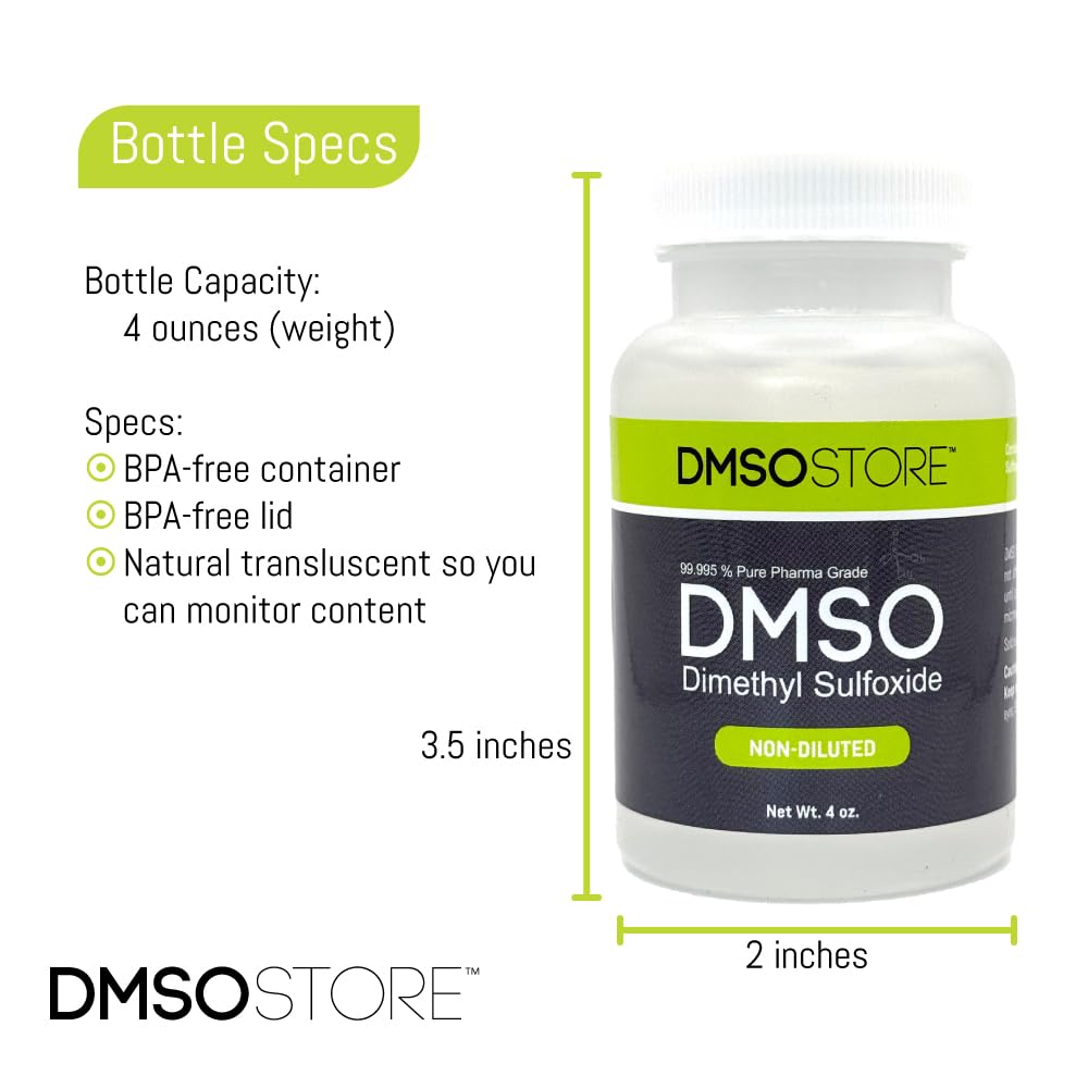 DMSO 4 oz, Non-Diluted, 99.995% Pharma Grade Solvent for General Purpose Use