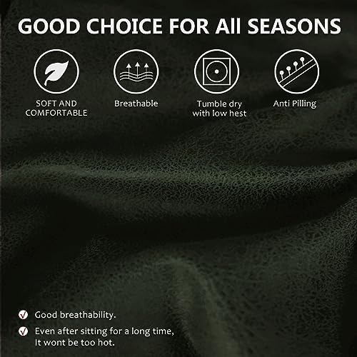 Image of ANARACHON Recliner Chair Covers Leather Like, 4 Pieces Recliner Cover for Recliner Chair, Soft Sofa Slipcover Furniture Protector Washable Sofa Cover for Pets Kids(Dark Army Green)