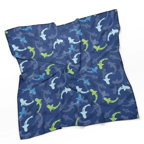 Whale Shark Large Square Head Scarves Silk Scarf for Women Wrap Neck Scarf Lightweight Bandana3