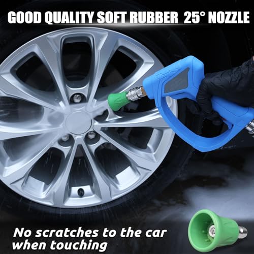Image of Pressure Washer Short Gun with 3 /8 inch Swivel, Power Washer Stubby Trigger Handle with 25 Soft Rubber Nozzle, M22-14mm to 3 /8 inch Quick Connector, M22-15mm Female for Car Wash