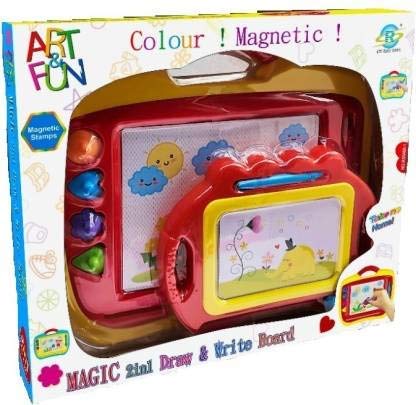 Shivaaro Doodle Board Magic Draw and Write Board with Magnetic Stamps, Multi-Color