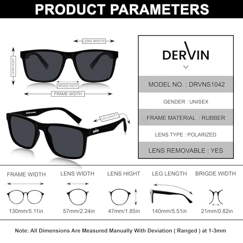 Image of Dervin UV Protected Polarized Square Sunglasses for Men and Women