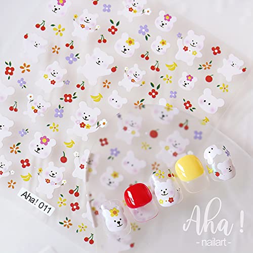 9 Sheets Cute Animal Nail Art Stickers Exquisite Cartoon Animation 3D Self-Adhesive Nail Decals Bear Dog Unicorn Design Nail Decoration For Women Girls Kids #TOP3