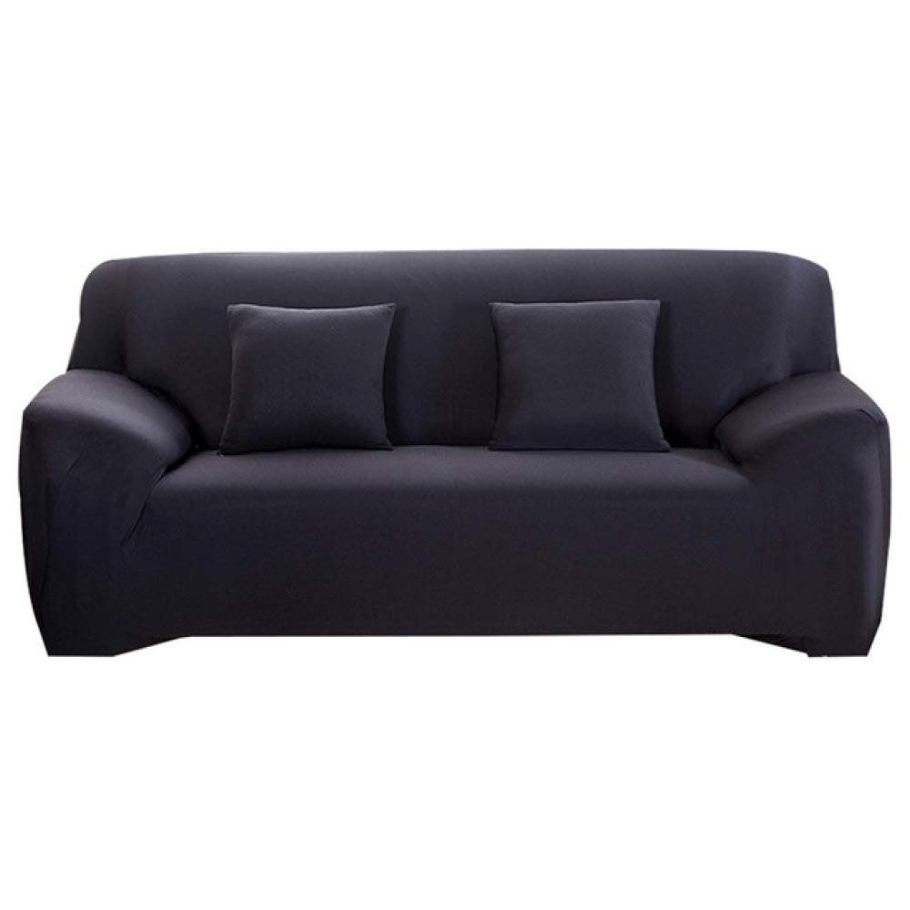 Housse de canapé en L extensible noir en spandex | Protecteur élastique 90-140 cm