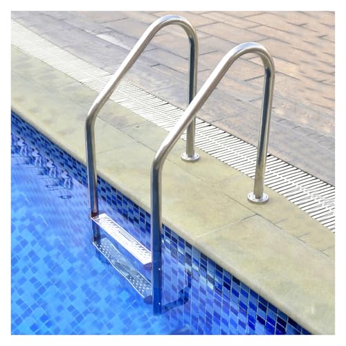 Escalera para piscina con 2 escalones y barandas de acero inoxidable miniatura 1