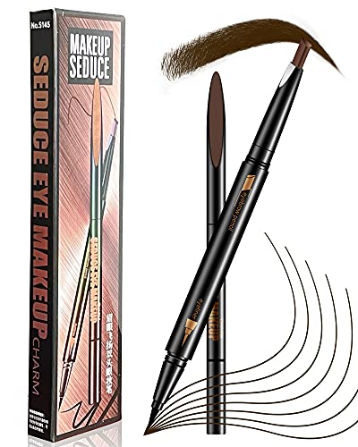 Waterproof Eyeliner Eyebrow Pencil Liquid Tint Dark Brown Stamp Makeup Pencils Pen Stay 24H Double Sided For Women Girls