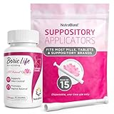 NutraBlast Boric Acid Suppositories 600mg Bundle with Applicator, 30 Suppositories & 15 Applicators - Feminine Care - Made in USA