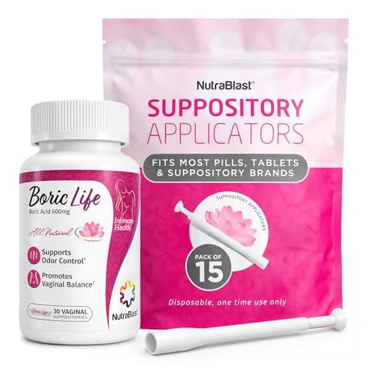 NutraBlast Boric Acid Vaginal Suppositories 600mg w/Applicator, 30 Suppositories & 15 Applicators - Feminine Care - Made in USA