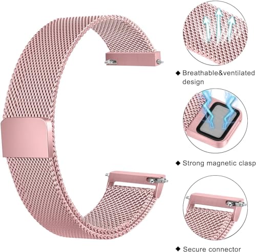Image of VEROX Stainless Steel 19mm Strap for Smart Watch Strap with Magnetic Buckle Compatible with Boat Storm, Noise Colorfit Pro, and All The 19mm Smart Watch - Rose Gold