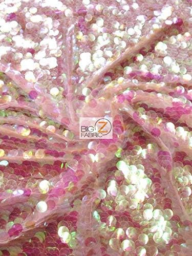 Lure Big Dot Sequin Hologram Mesh Fabric by The Yard Paillettes DIY Dress Backdrop Accessories Holographic (Mermaid Pink)