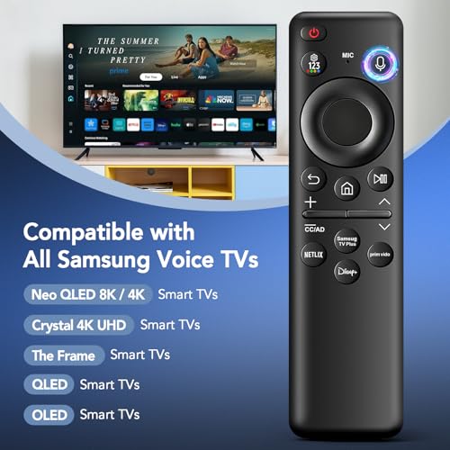 Image of BN59-01432A TM2360E Rechargeable Voice Remote for Samsung Smart TVs, Replacement for All 2021-2025 Samsung TV Remote Control with Solar Charging and Voice Search