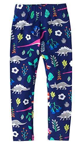Jobakids Girls Cute Cotton Cartoon Print Long Pants (Navy,6T)