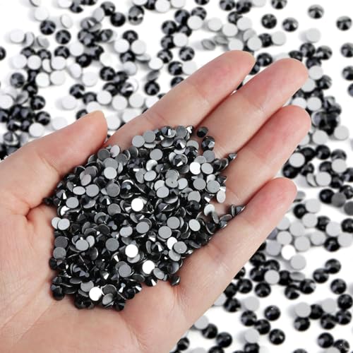 Image of Beadsland Flat Back Crystal Rhinestones Bulk, Jet Hematite, SS30, 2880pcs | Flatback Glass Gems for Nails Crafts Clothes DIY Decoration, Glue Fix, 6.3-6.5mm