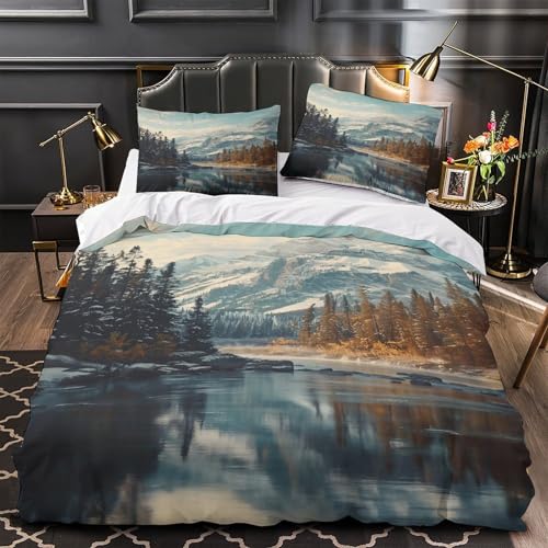 Housse de couette flocon de neige en microfibre douce et résistante 260x220cm - 2
