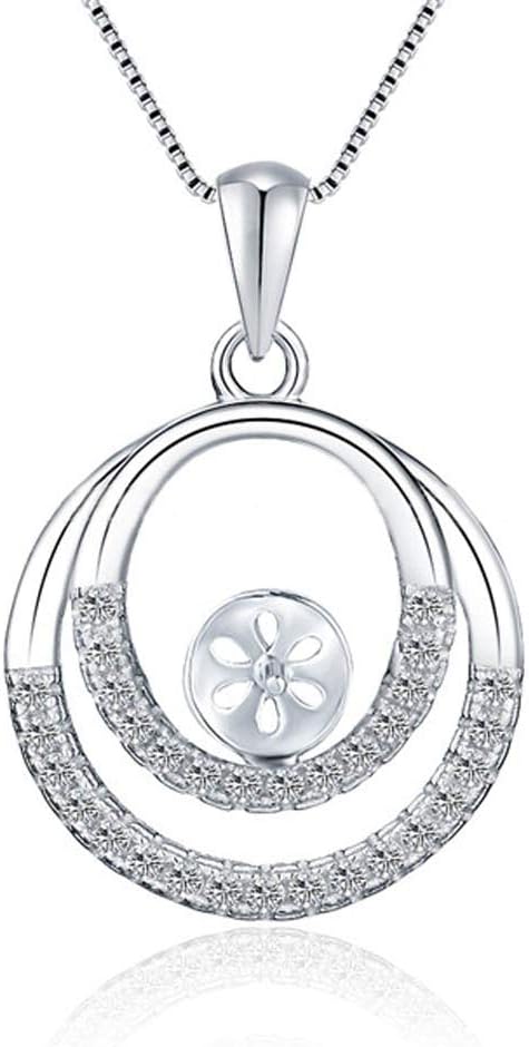 NY Jewelry 925 Sterling Silver Round Pendants for Pearl, Pearl Pendant Accessories/Fitting/Mounts with Pearl Bead Bail Pin for Women Jewelry Making