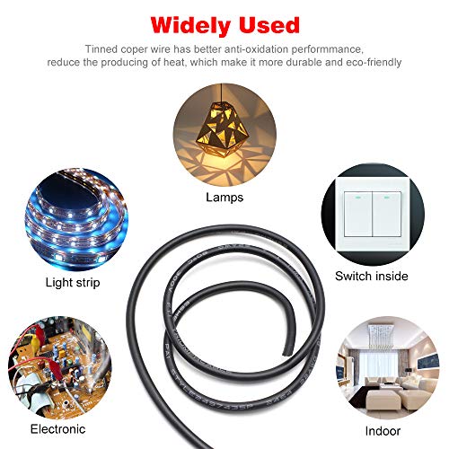 20M/65.6ft 22AWG Extension Cable, Red & Black Tinned Copper Hookup Wire Kit, 2 Pin with Black Reel Package, Extension Electrical Cord for LED Strips Single Colour/Power Supply
