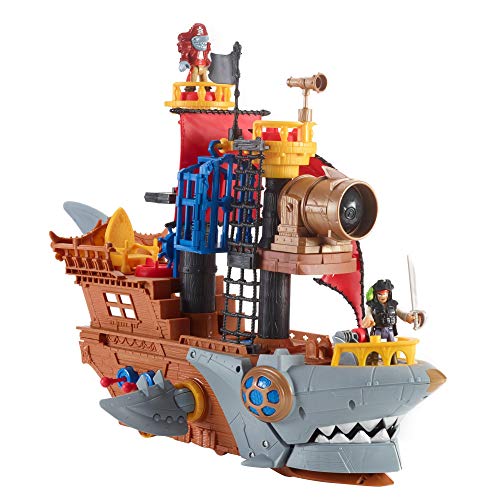 image for Fisher-Price Imaginext Shark Bite Pirate Ship, Playset with Pirate Fig