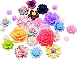 50 Pcs Mix Color Different Size Resin Rose Flower Flatback Cabochons Embellishments