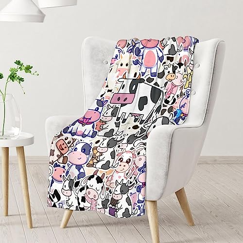 Mercuryelf Cow Throw Blanket - Soft, Fuzzy & Warm - 60x80 Inches Flannel Blankets for Bed, Couch - Cute Throws Gift for Women, Men