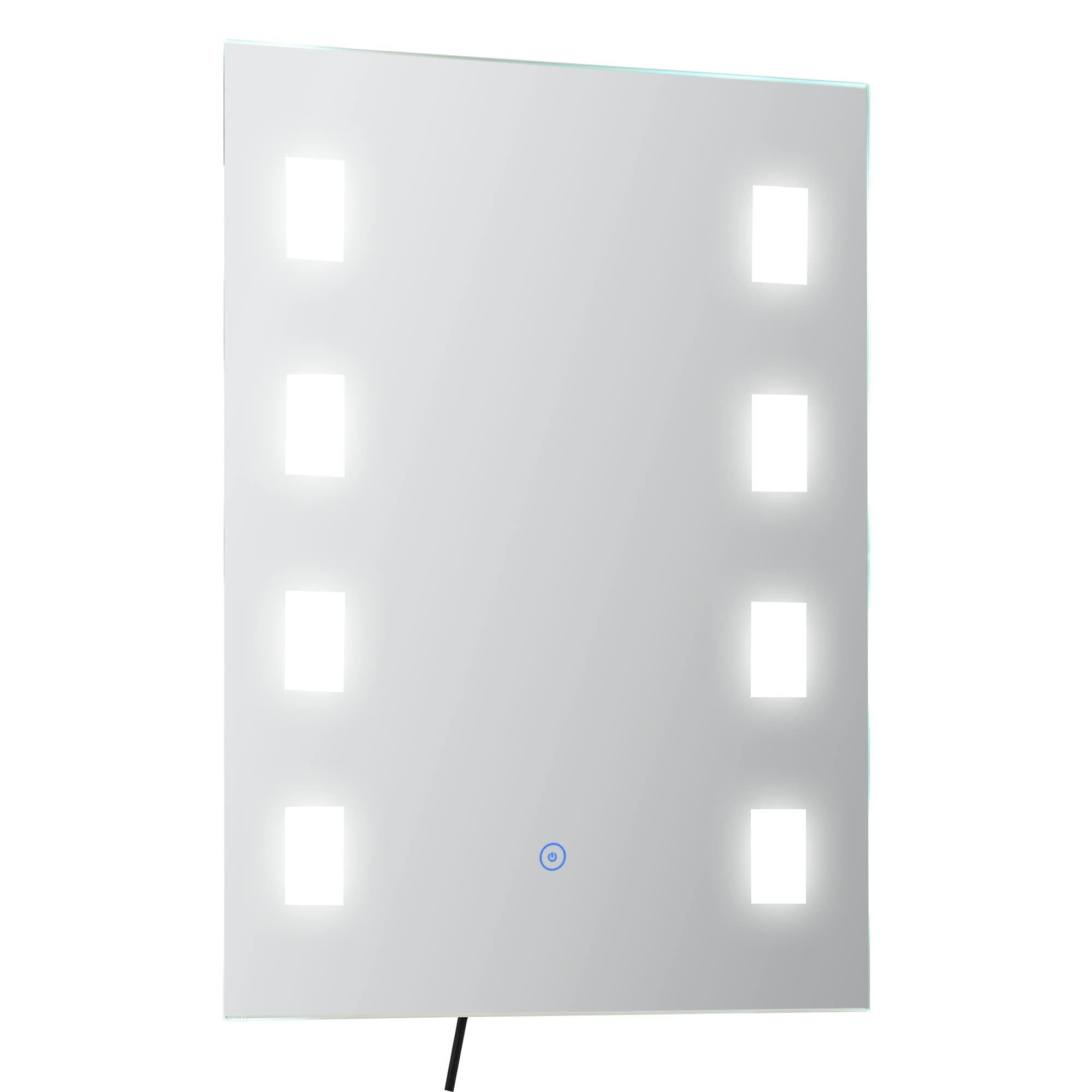 kleankin Espejo de Baño con Luz LED 14,5 W 70x50 cm Espejo para Baño con Interruptor Táctil Función de Antivaho y Marco de Aluminio Plata