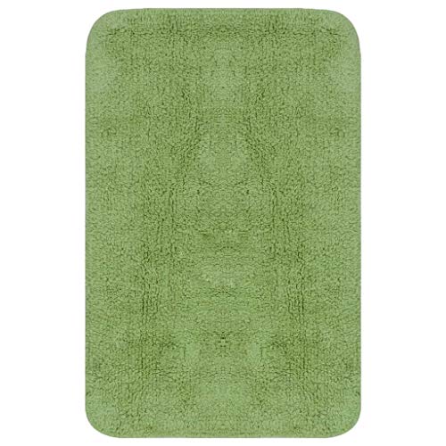 Tidyard 2-TLG. Badematten-Set, Badematte mit U-formigen WC-Vorleger aus Baumwolle, Badteppich Toilettenmatte Badezimmer Teppich Badgarnitur Duschvorleger Stoff Grün – Bild 3