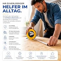 XXL Kapselbandmaß Bandmaß 30 Meter mit Halterung - robustes Maßband & Bandmass zum präzisen Messen mit Feststeller - Rollmassband & Massband mit Aufrollsystem (30 Meter) – Ansicht 3
