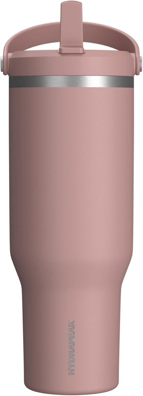 Hydrapeak Nomad 40 oz Tumbler with Handle and Sip Lid, Leakproof Tumbler, Tumbler Lid Straw, Double Insulated Tumblers, 32oz Double Insulated Cup Straw, Stainless Steel (Rosewood)