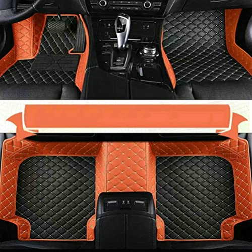 Wptwordcn Automotive Custom Car Floor Mats for Audi A1, A3, A4, A5, A6, A7, A8, R8, TT, Q2, Q3, Q5, Q7, Q8, e-tron Car Floor Mats (Black & Orange)